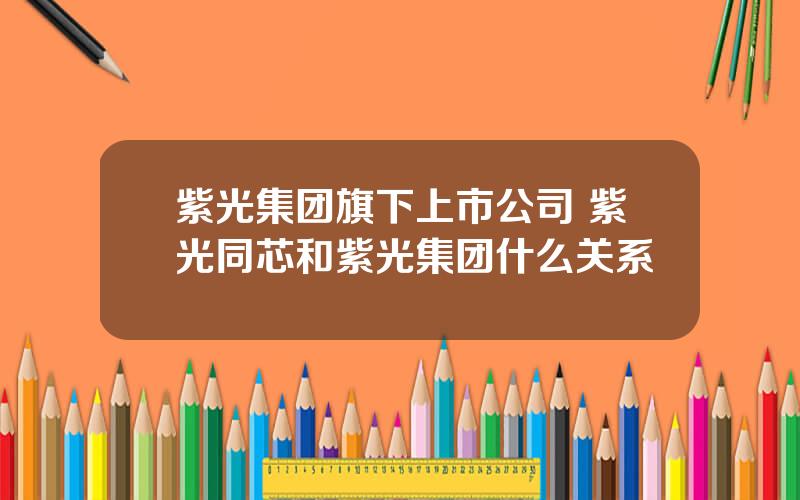 紫光集团旗下上市公司 紫光同芯和紫光集团什么关系